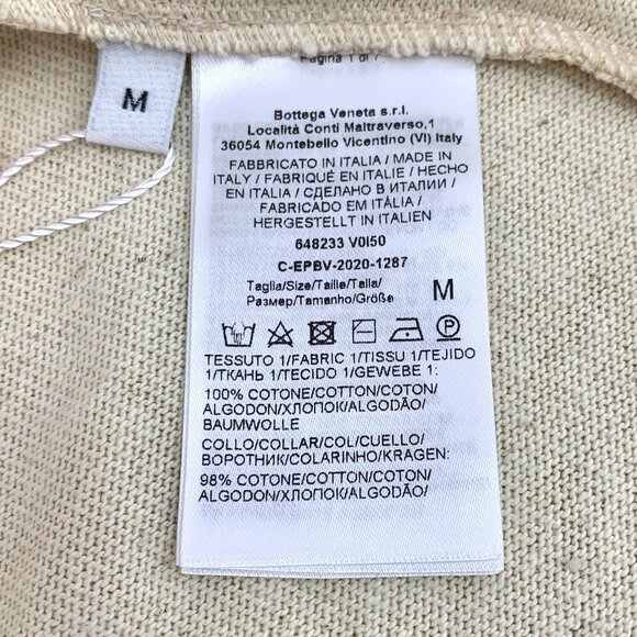 Bottega Veneta Beige Cotton Round-Neck Short-Sleeved T-Shirt M Size Made In Ital - Picture 4 of 6